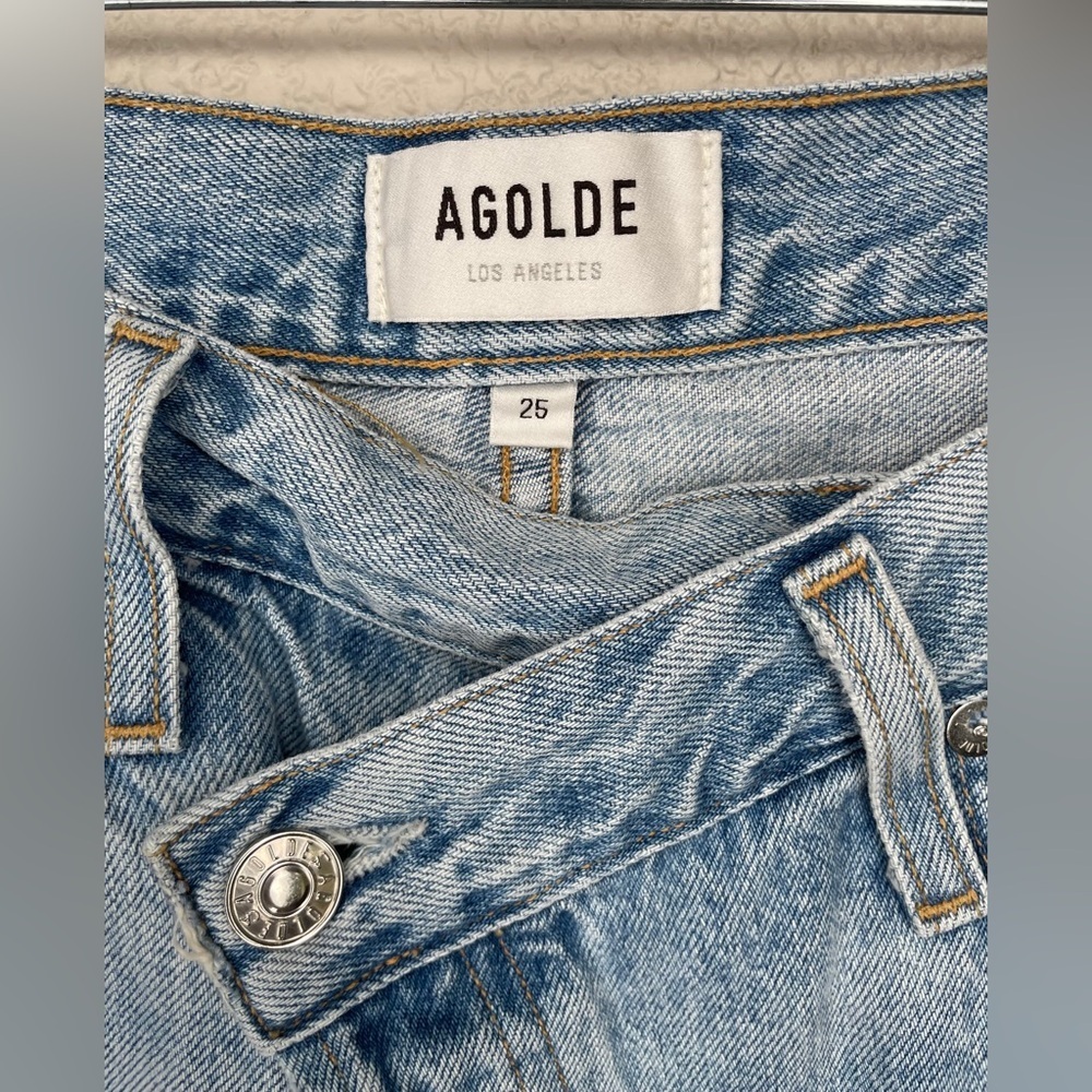 AGOLDE Criss Cross Upsized Jeans in Suburbia Size 25 Light Wash Denim - Picture 6 of 11